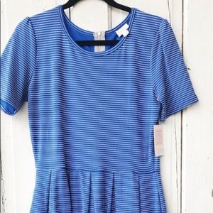 LulaRoe large Amelia Blue & White Striped